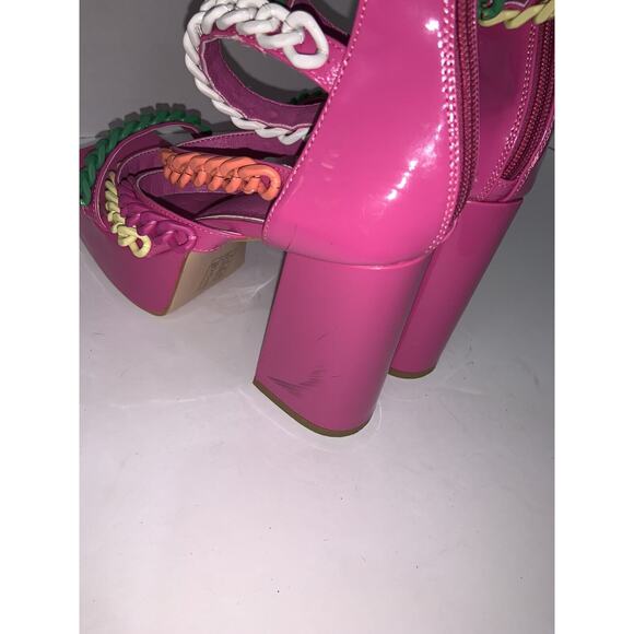 Azalea Wang Pink Corrine Chain Link Platform Sandals Size 7.5 - Picture 4 of 8